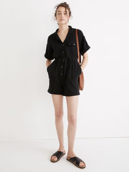 Madewell Pants - Madewell Lightspun Belted Safari Romper Size M